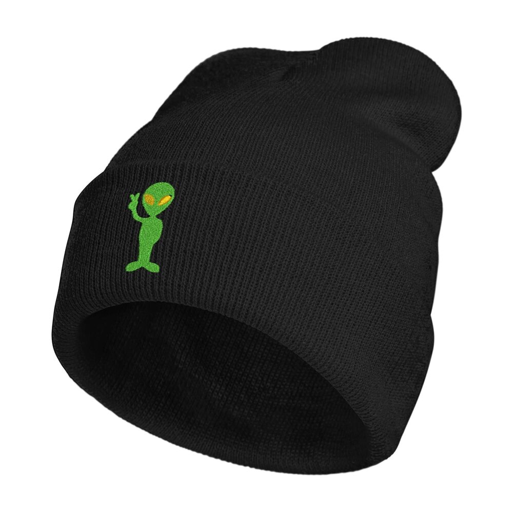 2652 Peace Sign Alien Beanie Hats , Winter Warm Beanies Hat Embroidered